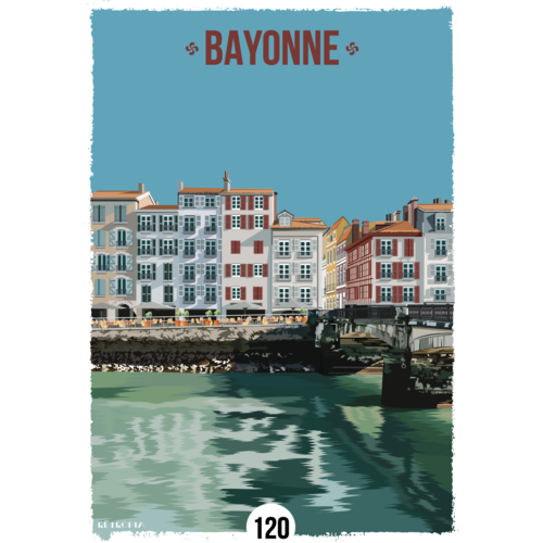 AF120 LOT DE 5 AFFICHES METAL BAYONNE NIVE